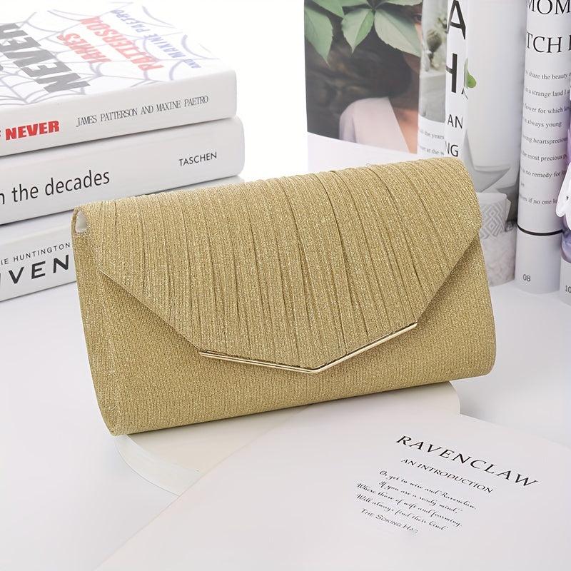 Ruched Wedding Bag Metal Decor Clutch Purse for Prom Party