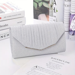 Ruched Wedding Bag Metal Decor Clutch Purse for Prom Party