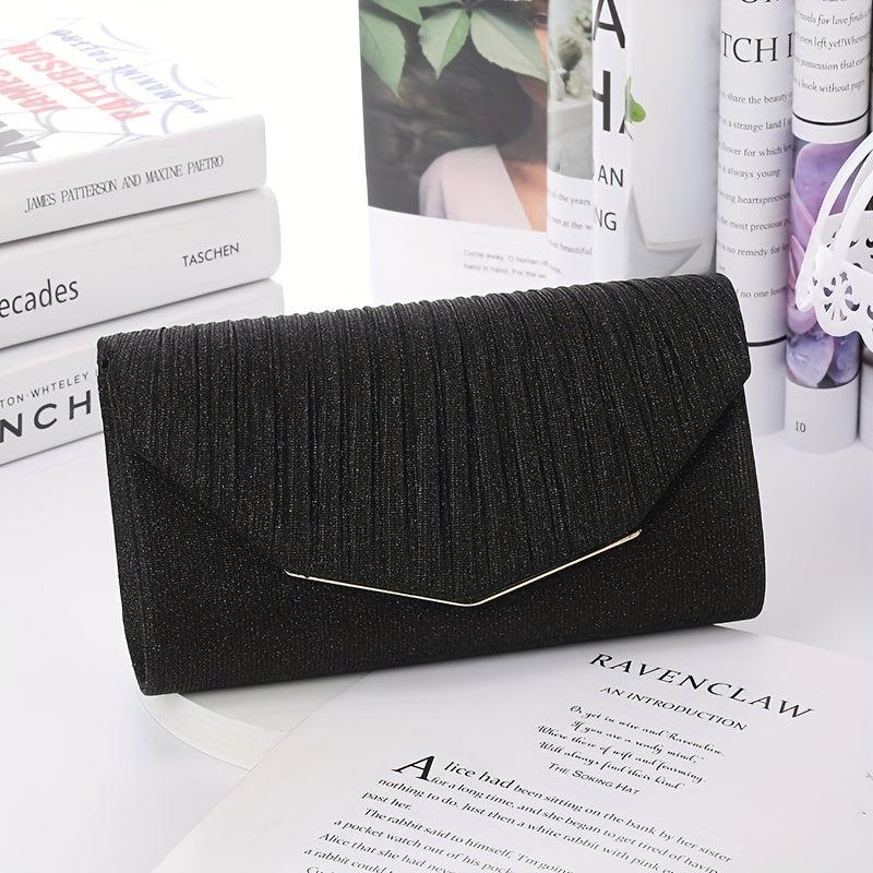 Ruched Wedding Bag Metal Decor Clutch Purse for Prom Party