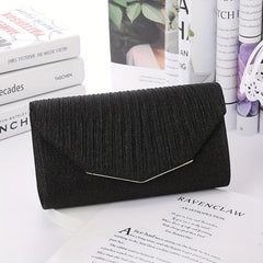 Ruched Wedding Bag Metal Decor Clutch Purse for Prom Party