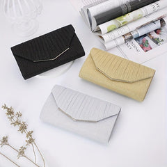 Ruched Wedding Bag Metal Decor Clutch Purse for Prom Party