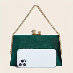 Striped Metal Chain Dinner Bag Evening Bag Pearl Sense Party Bag