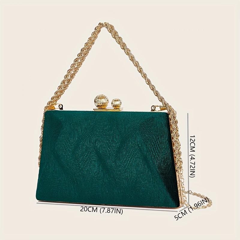 Striped Metal Chain Dinner Bag Evening Bag Pearl Sense Party Bag