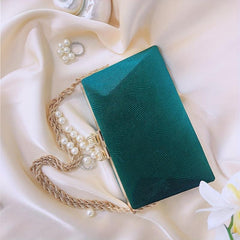Striped Metal Chain Dinner Bag Evening Bag Pearl Sense Party Bag