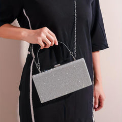 Glitter Rhinestone Decor Satchel Bag Evening Party Handbag