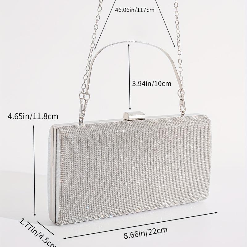 Glitter Rhinestone Decor Satchel Bag Evening Party Handbag
