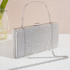 Glitter Rhinestone Decor Satchel Bag Evening Party Handbag