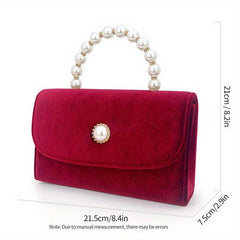 Pearl Decor Evening Clutch Bag for Wedding Party