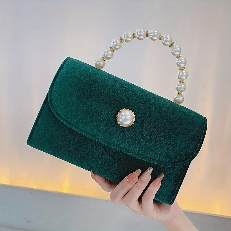 Pearl Decor Evening Clutch Bag for Wedding Party
