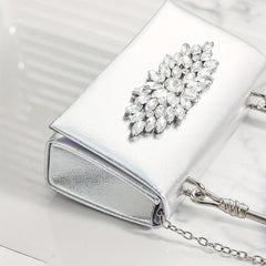 Mini Rhinestone Glitter Chain Handbag Textured Flap Purse