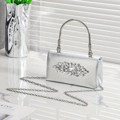 Mini Rhinestone Glitter Chain Handbag Textured Flap Purse