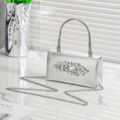 Mini Rhinestone Glitter Chain Handbag Textured Flap Purse