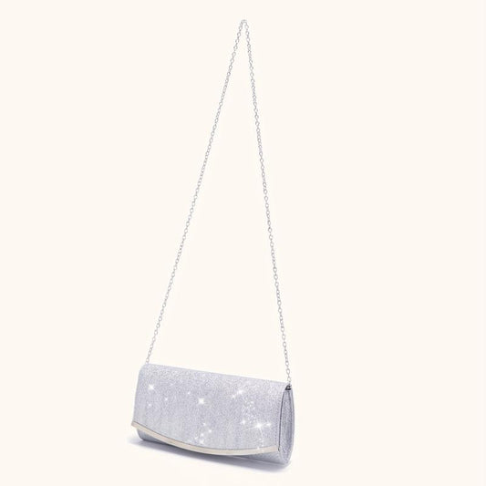 Glitter Bling Chain Clutch Elegent Flap Purse Evening Bag