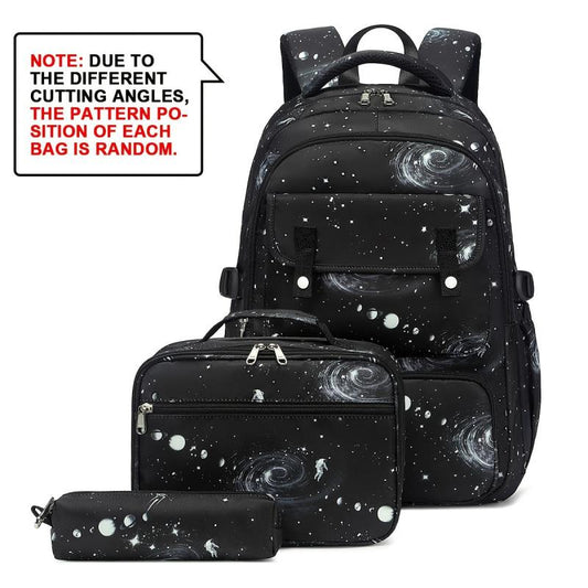 3pcs School Bags Set Starry Sky Cartoon Backpack Lunch Bag Pencil Case Set
