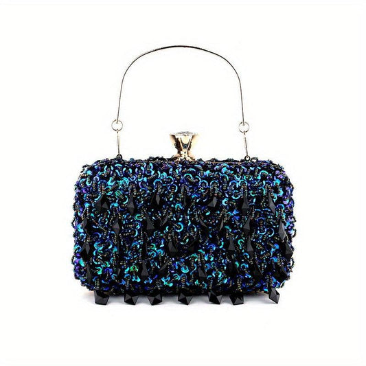 Sequins Beaded Evening Bag Glitter Clutch Purse Handbag for Wedding Prom Party
