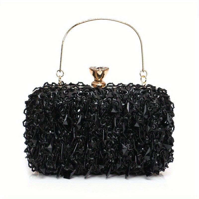 Sequins Beaded Evening Bag Glitter Clutch Purse Handbag for Wedding Prom Party