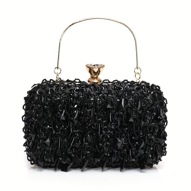 Sequins Beaded Evening Bag Glitter Clutch Purse Handbag for Wedding Prom Party