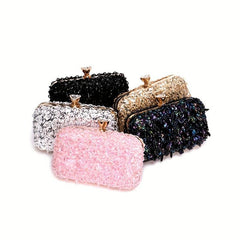 Sequins Beaded Evening Bag Glitter Clutch Purse Handbag for Wedding Prom Party