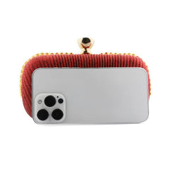 Glitter Ruched Evening Bag Rhinestone Wedding Clutch Purse