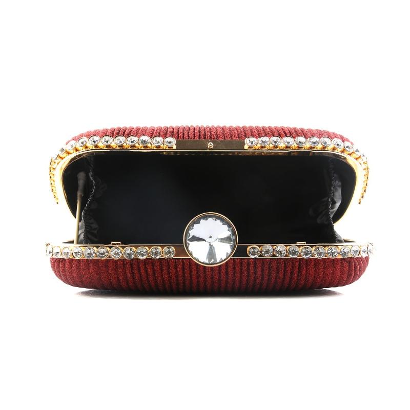 Glitter Ruched Evening Bag Rhinestone Wedding Clutch Purse