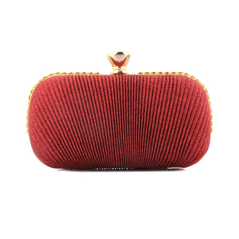 Glitter Ruched Evening Bag Rhinestone Wedding Clutch Purse
