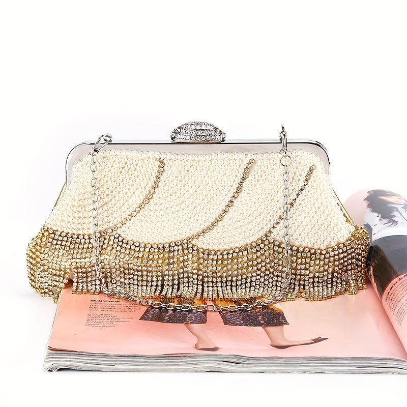 Pearl Rhinestone Evening Clutch Bag for Wedding Party Prom