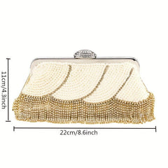 Pearl Rhinestone Evening Clutch Bag for Wedding Party Prom