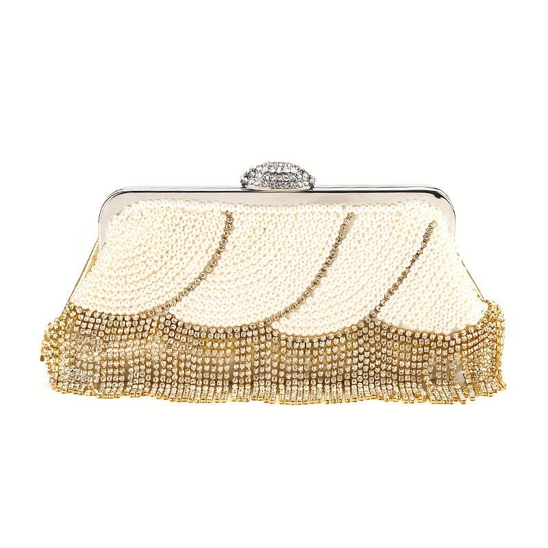Pearl Rhinestone Evening Clutch Bag for Wedding Party Prom