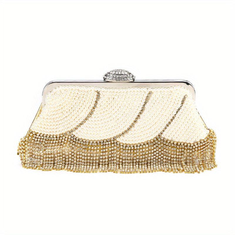 Pearl Rhinestone Evening Clutch Bag for Wedding Party Prom