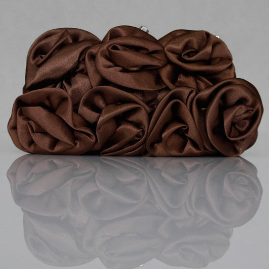 Satin Clutch Bag Elegant Rose Purse Chain Hand Evening Bag
