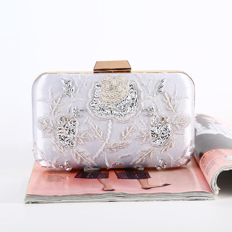 Sequin Beaded Embroidered Clutch Evening Purse Wedding Party Prom
