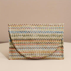 Rainbow Striped Clutch Purse Bohemian Flap Square Bag For Women