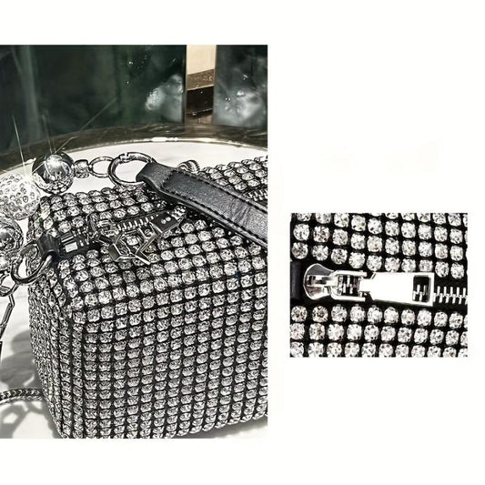 Glitter Crossbody Bag Square Evening Purse for Party & Wedding