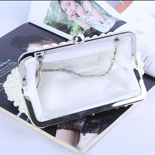 Pearl Decor Evening Clutch Bag for Wedding Party Prom