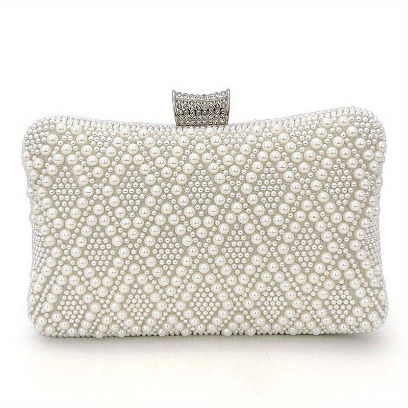 Pearl Decor Evening Clutch Bag Dinner Purse For Wedding Party