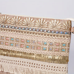 Vintage Ethnic Envelope Bag Bohemian Clutch Straw Handbag