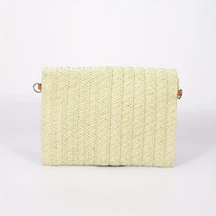 Vintage Ethnic Envelope Bag Retro Boho Clutch Straw Handbag & Wristlet