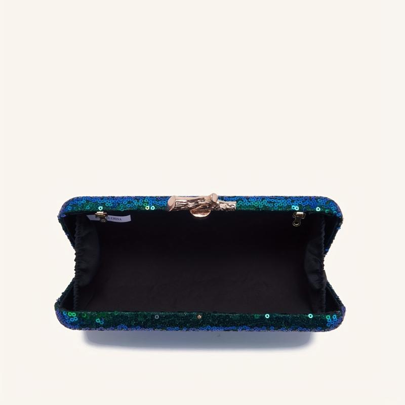 Sequin Glitter Metal Chain Handbag Elegant Cloth Frame Purse