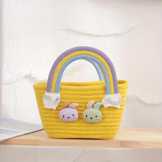 Cute Rabbit Woven Candy Bag Colorful Tote & Purse