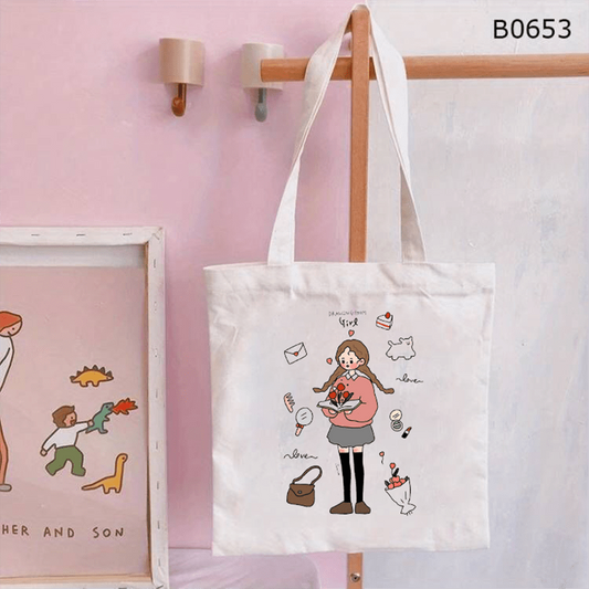 Cartoon Girl Shoulder Bag Lightweight Handbag Versatile Storage Bag