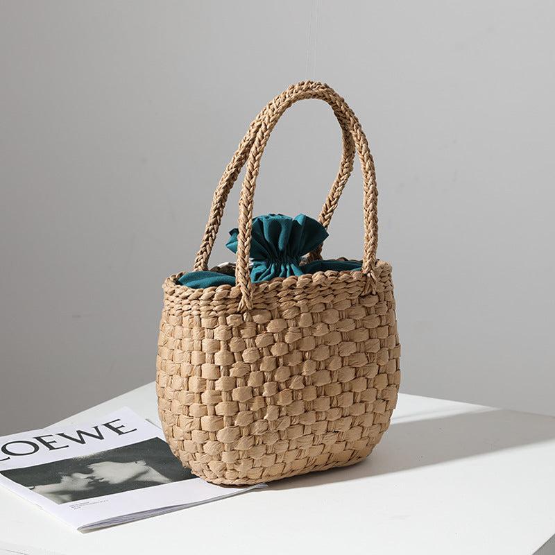 Minimalist Stra Satchel Bag Woven Drawstring Insert Pouch Travel