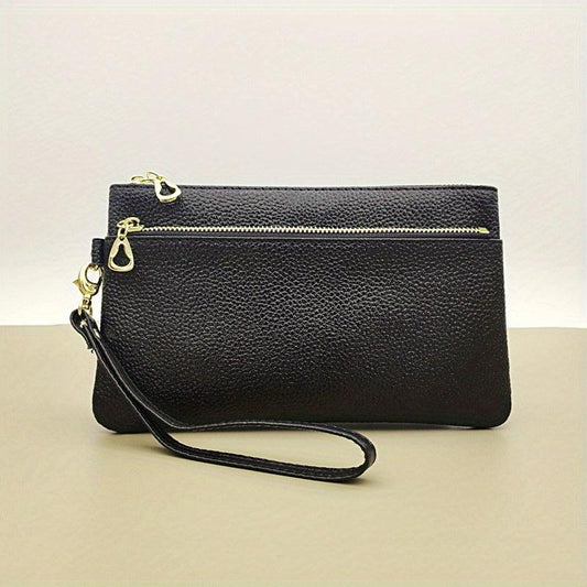 Minimalist Solid Long Wallet Zipper Clutch Coin Purse