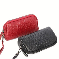 Crocodile Embossed Coin Purse Clutch With Wristband