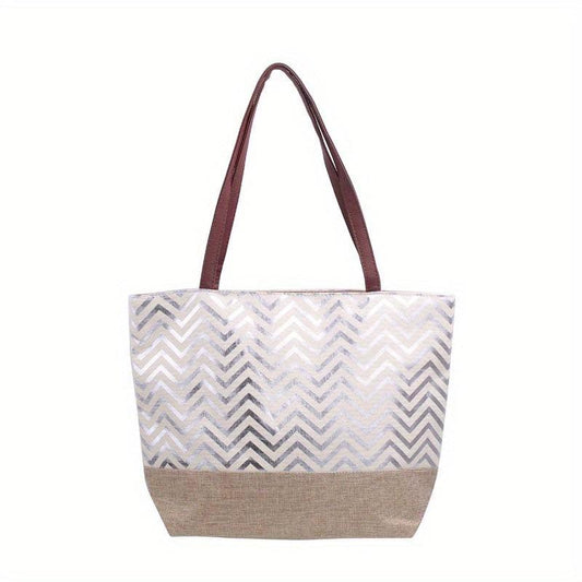 Ripple Silver Pattern Tote Bag Beach Handbag Large Capacity