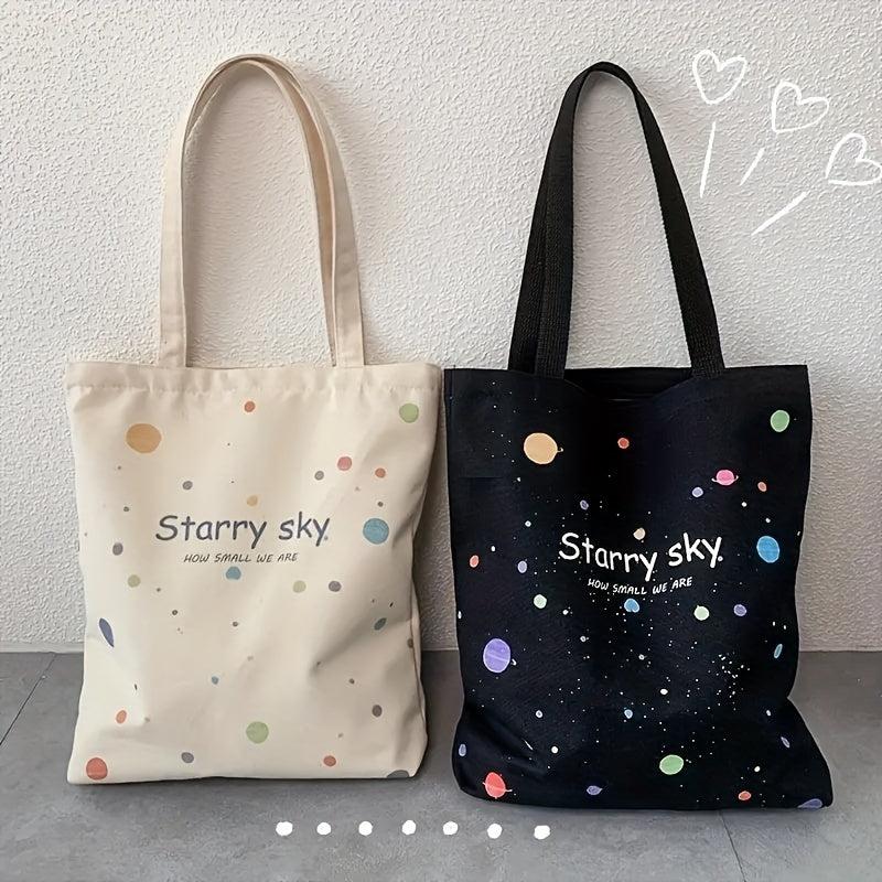 Starry Sky Printed High Capacity Tote Bag Lightweight Shoulder Bag