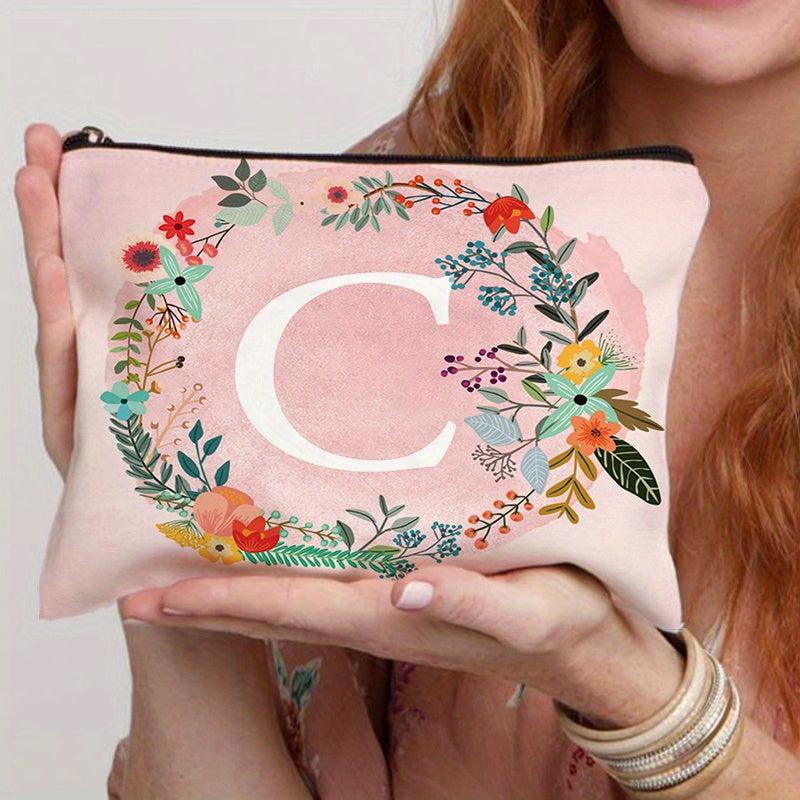 Travel Storage Bag Portable Cosmetics Bag Initials Flower Toiletry Bag