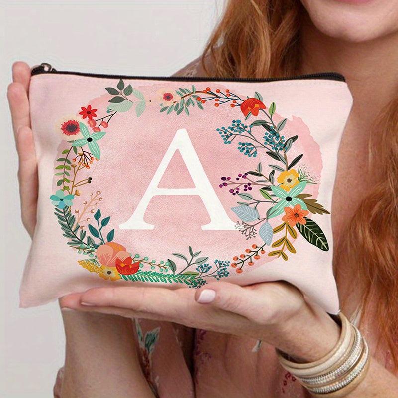 Travel Storage Bag Portable Cosmetics Bag Initials Flower Toiletry Bag