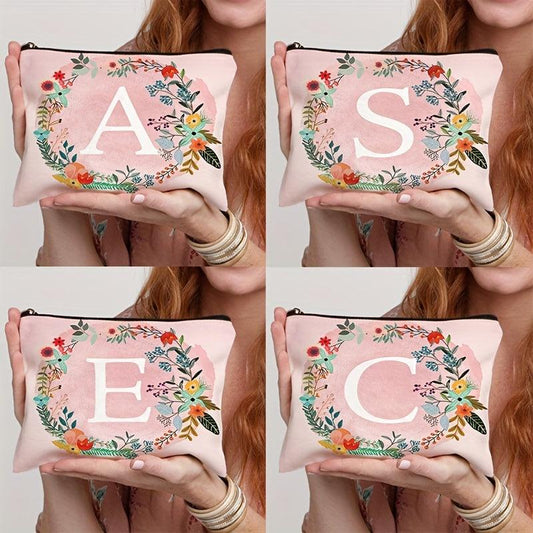 Travel Storage Bag Portable Cosmetics Bag Initials Flower Toiletry Bag