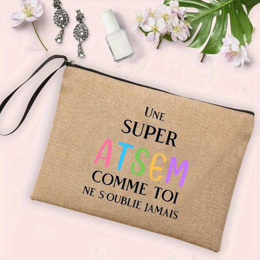 French Print Cosmetic Bag Travel Toiletry Bag
