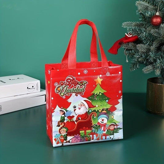 4 Pcs Christmas Pattern Storage Handbags Non-woven Gift Bags